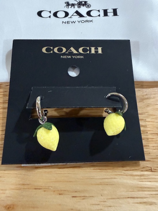 Coach Jewelry - Coach Lemon Charm Hoop Earrings Gold Tone Fruit Dangle New with Dust Bag
